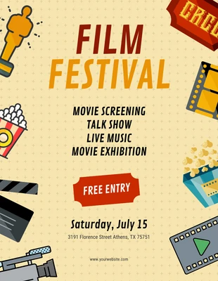 Free  Template: Plantilla de cartel para el Festival de Cine Amarillo