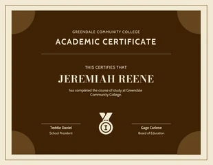 premium  Template: Certificado Acadêmico Minimalista Bege e Marrom