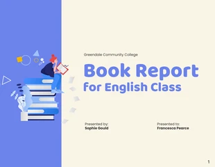 Free  Template: Apresentação de educação de relatório de livro bege e azul