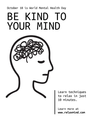Free  Template: Monocromatic Mental Health Poster