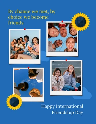 Free  Template: Affiche Photo Polaroid Simple Bleue Bonne Journée Internationale De L'Amitié