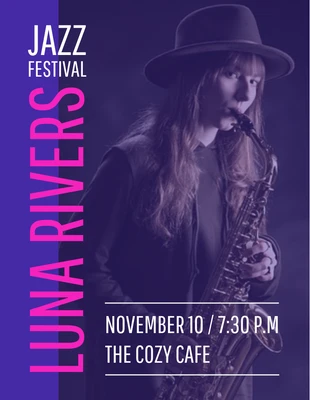 Free  Template: Pink and Purple Jazz Night Poster