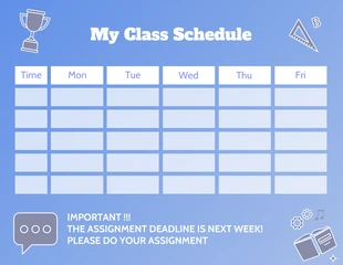 Free  Template: Ilustración moderna degradada Plantilla de horario de mis clases