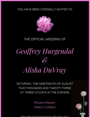 Free  Template: Invitación de boda floral rosa