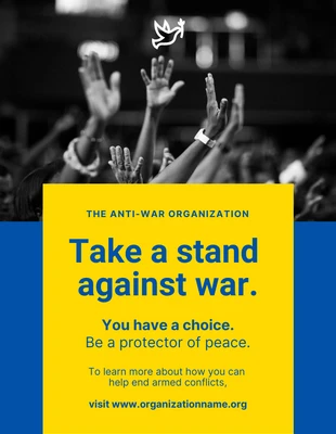 Free  Template: Navy And Yellow Simple Photo Anti War Poster