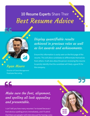 Free  Template: Expert Resume Advice List Infographic