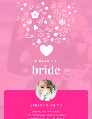 premium  Template: دعوة دش الزفاف الوردي المميز