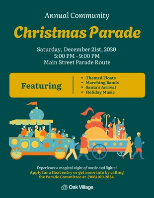 Free  Template: Plantilla de volante para desfile navideño.