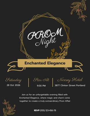 Free  Template: Black And Gold Prom Poster