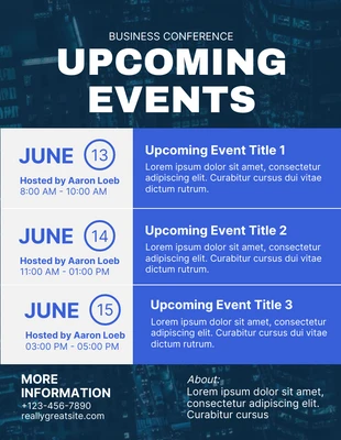 Free  Template: Blue Modern Upcoming Events Flyer