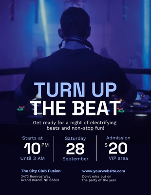 Free  Template: Plantilla de póster de fiesta de música de DJ de noche púrpura oscuro