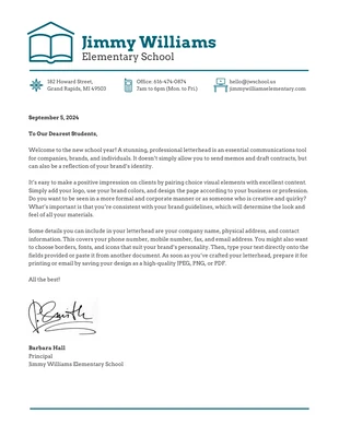 premium  Template: Elementary School Principal Letterhead
