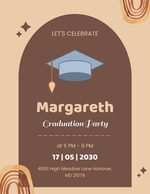 Free  Template: Brown Cute Graduation Invitation