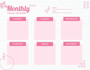 Free  Template: White Modern Texture Mothly Classes Schedule Template