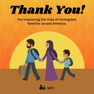 Free  Template: Postagem no Instagram de agradecimento a uma organização sem fins lucrativos de imigrantes