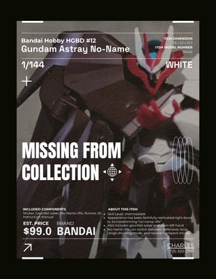 Free  Template: شخصية Black Gundam مفقودة من ملصق المجموعة