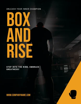 Free  Template: Boîte à photos simple noire et jaune et affiche de boxe Rise