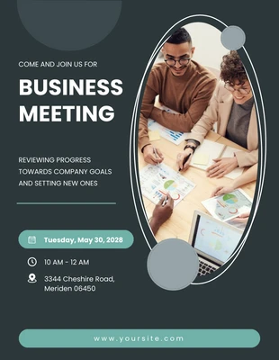 Free  Template: Dark and Tosca Busines Meeting Invitation