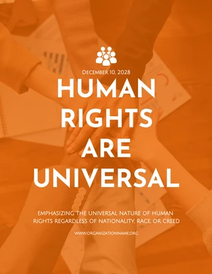 Free  Template: Orange einfaches Foto „Menschenrechte sind universelles Poster“.