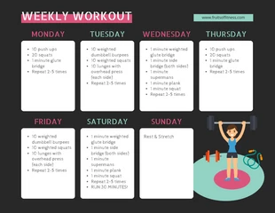 Dark Illustrated Weekly Workout Schedule