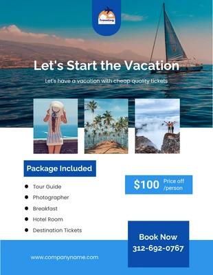 Blue Modern Travel Promotion Poster Template