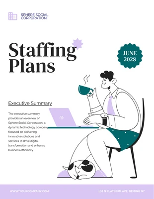 Free  Template: Purple and Green Flat Illustration Staffing Plan