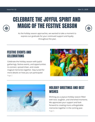 Free  Template: White Blue Modern Holiday Newsletter