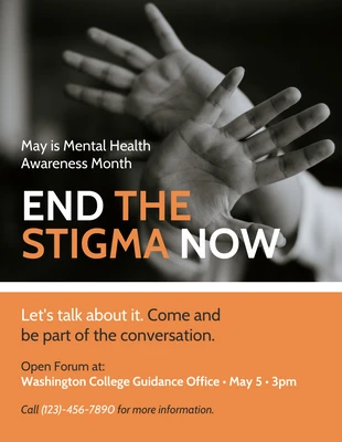 Black and Orange Mental Health Poster