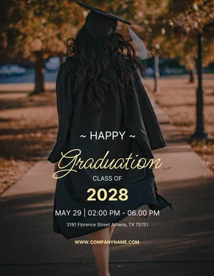 Free  Template: Black Gold Photo Happy Graduation