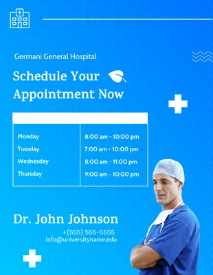 Free  Template: Blue Modern Healthcare Doctor Schedule Template
