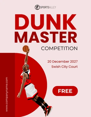 Free  Template: Red Basketball Dunk Veranstaltungsplan