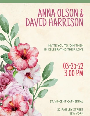 Free  Template: Invitation de mariage vintage floral
