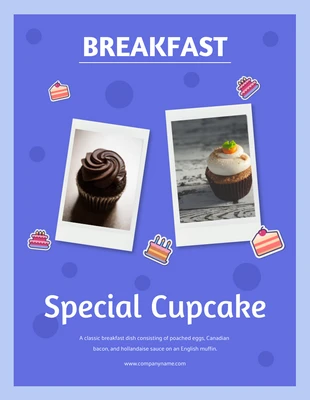 Free  Template: Folheto de cupcake minimalista roxo
