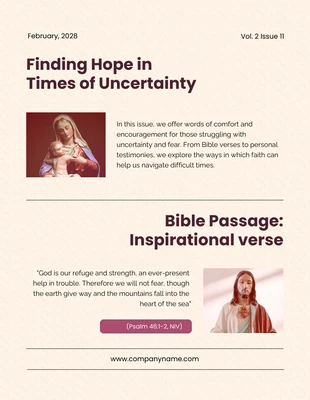 Free  Template: Elegant Maroon Monthly Church Newsletter