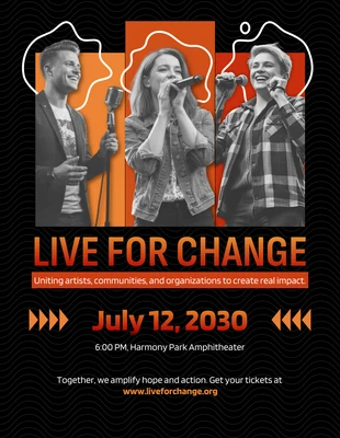 Free  Template: Plantilla para cartel de concierto benéfico comunitario