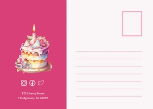 Pink Minimalist Elegant Cheerful Happy Birthday Postcard - صفحة 2