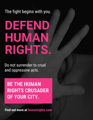 premium  Template: ملصقات حقوق الإنسان باللون الوردي الداكن