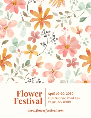 Free  Template: Beige And Brown Retro Floral Watercolor Poster