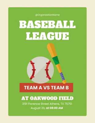 Graphic Baseball League Flyer Template