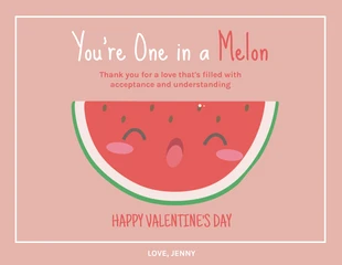 Free  Template: بطاقة عيد الحب البطيخ