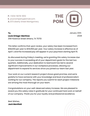 Free  Template: Light Brown Classic Corporate Salary Increase Letter