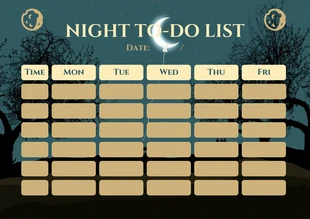 Free  Template: Plantilla simple de lista de tareas nocturnas en negro y verde