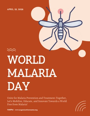 Free  Template: ملصق توضيحي بسيط باللون البني الداكن والبيج لليوم العالمي للملاريا