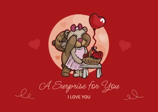 Free  Template: Maroon Couple Character Love Postcard