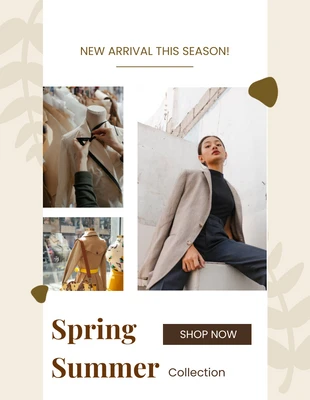 Free  Template: Modèle d'affiche de mode marron minimaliste New Arrival