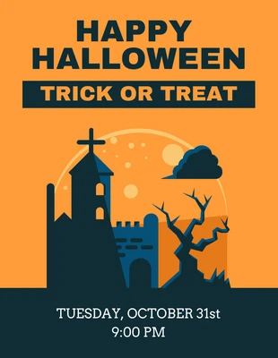 premium  Template: Poster di Halloween del castello spettrale