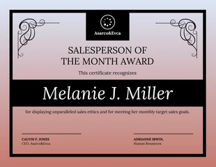 premium  Template: Certificado de reconhecimento de funcionário da Gradient Sales