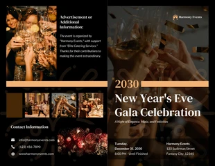 Free  Template: New Year's Eve Gala Half-Fold Brochure