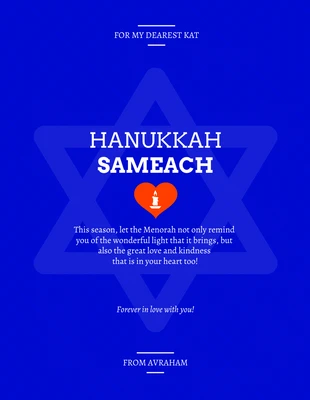 Free  Template: Biglietto di Hanukkah blu per gli amanti