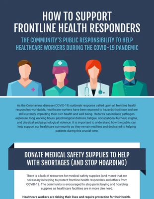 business  Template: دعم Infographic عمال الرعاية الصحية في الخطوط الأمامية